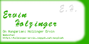 ervin holzinger business card